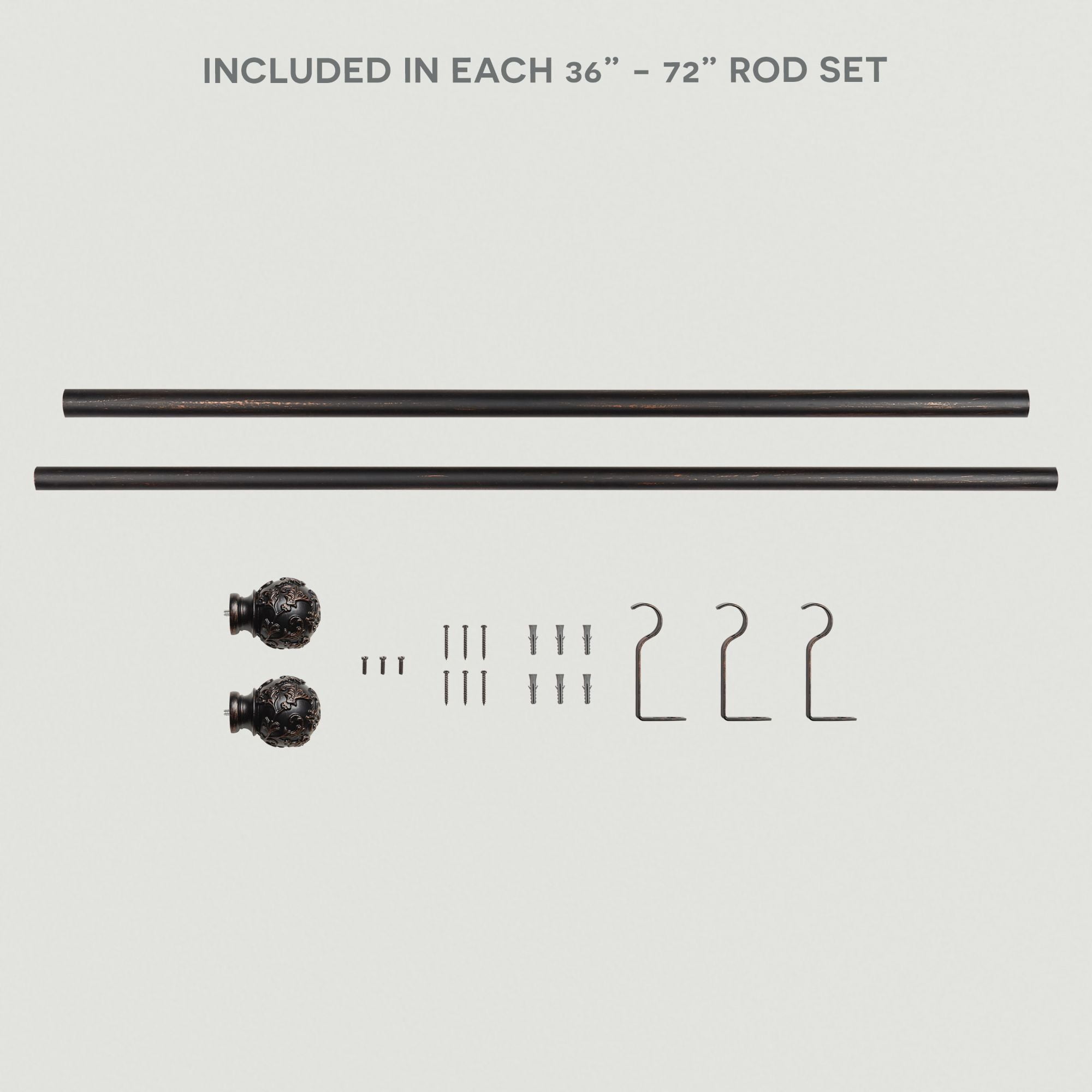 Exclusive Home Vine 1" Curtain Rod and Finial Set, Adjustable 36"-72", Oil Rubbed Bronze