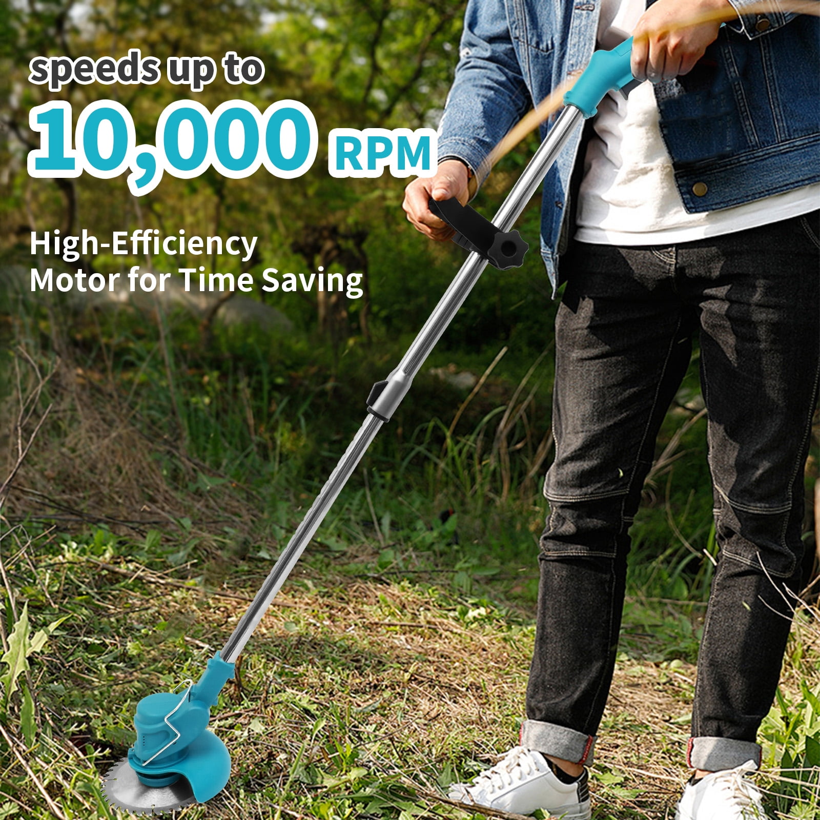12V Electric Grass Trimmer Cordless, Portable Weed Trimmer for Garden and Yard Weed Removal