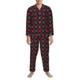 thumbnail image 3 of Picia Red Rooster Pattern Men’s Long-Sleeve Sleepwear Set - Soft 2-Piece Loungewear with Pockets, Comfy PJs for Relaxing Nights-Small, 3 of 7