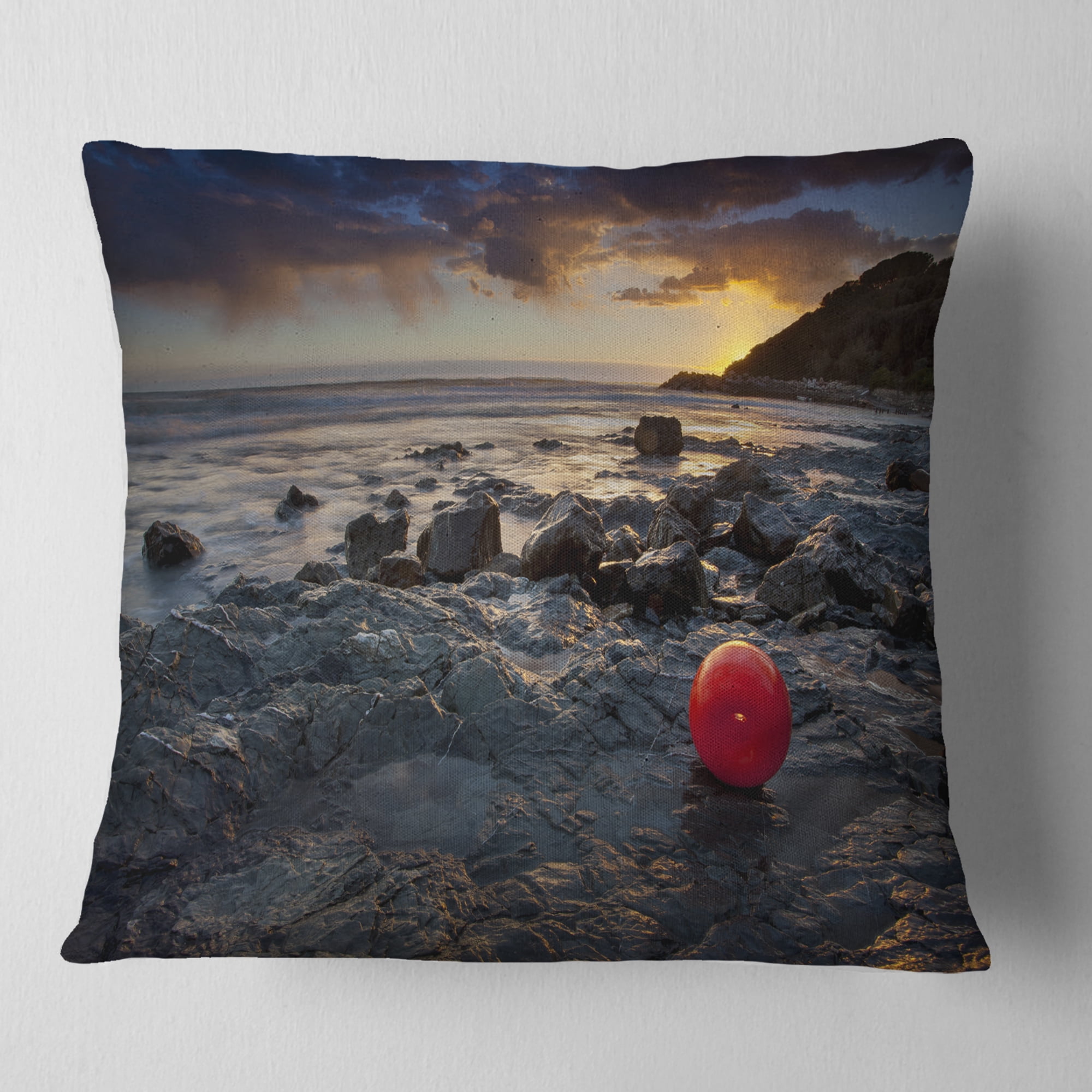 Designart Sunset at Livorno Italy - Landscape Photography Throw Pillow - 16x16