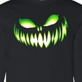 thumbnail image 4 of Inktastic Wide Grinning Pumpkin Face in Lime Green Glow Long Sleeve T-Shirt, 4 of 5