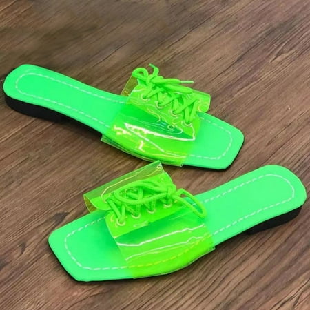 

Alueeu Women s slipper Wear Candy Fashion Outer Flat Beach Sandals Women s Color Large Slippers Size Lace-up Women s slipper