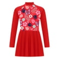 thumbnail image 2 of iiniim Kids Girls Swim Cover Ups Long Sleeve Swimming Dress UPF 50+ Rash Guard Swimwear Beachwear Top Red 16, 2 of 7