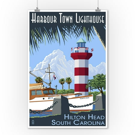 Hilton Head Wall Art Hilton Head, South Carolina - Harbour Town Lighthouse - Lantern Press Artwork (9x12 Art Print, Wall Decor Travel Poster) ()