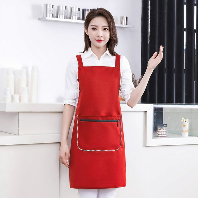 Tablier de Cuisine en Polyester pour Cuisiner Pâtisserie Imperméable Résistant à l'Huile Design Réglable avec Poche pour Téléphone Rouge Bleu Noir Couleurs Café 29.1x27.5 Pouces Professionnel Culinaire