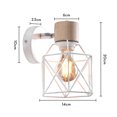 thumbnail image 1 of Juego de 2 apliques de pared industriales TUNC diseño jaula de metal madera ajustable 15 cm blanco, 1 of 5