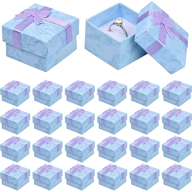 ER 24 piezas, caja de joyería pequeña de 4x4x3cm, caja de anillo, caja de regalo de joyería de cartón, cajas de regalo cuadradas, cajas de joyería para colgante, pendiente, anillo de collar brillar Electrónica