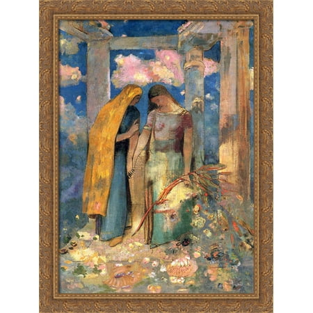 Mystical Conversation 28x38 Large Gold Ornate Wood Framed Canvas Art by Odilon Redon