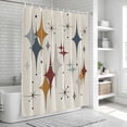 thumbnail image 5 of Polyester Fabric Grey Yellow Diamond Shower Curtain, Modern Geometric Middle Century Beige Waterproof Bathtub Curtain Bathroom Decor Set with Hooks 54 x 78 Inches, 5 of 6