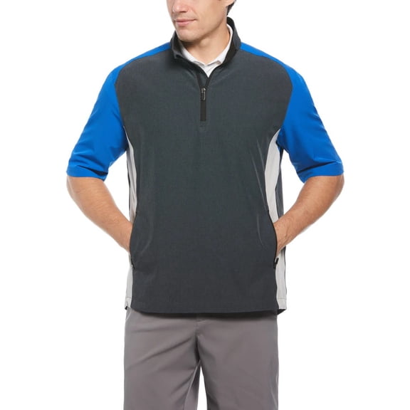 Callaway Golf Heather Blocked 1/2 Zip Short Sleeve Pullover Lapsis Blue Small