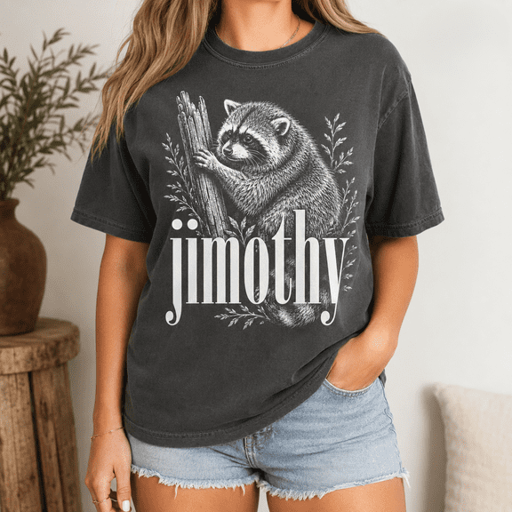 Jimothy Raccoon T-Shirt, Vintage Wildlife Graphic Tee, Funny Trash Panda Woodland Animal Shirt, Raccoon Lover Gift