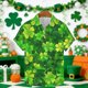thumbnail image 1 of Ceisia Men's St. Patrick's Day All-Over Shamrock Print Short Sleeve Turndown Collar Stretch Casual Shirt Green M Gifts, 1 of 5