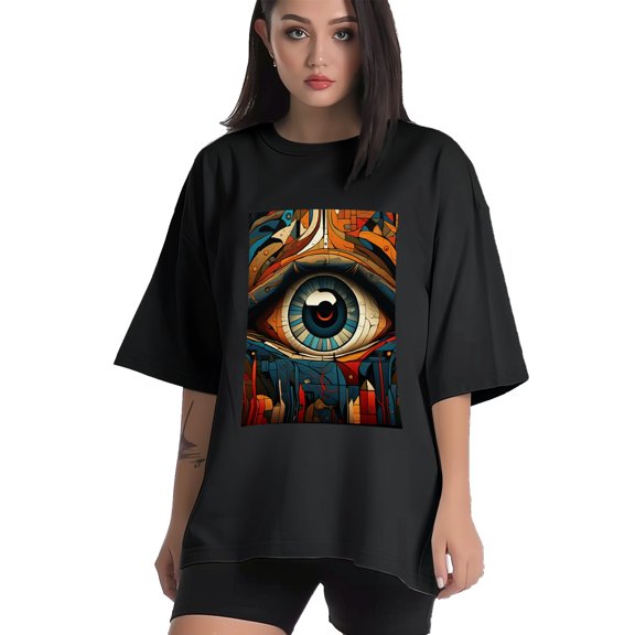 Plus Size Shirt for Women Black Tops for Women Short Sleeves Shirt for Women Eyes T Shirt Crewneck Shirt for Women XS