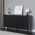 thumbnail image 2 of Tcbosik 4-Door Buffet Sideboard, Modern Storage Cabinet with Adjustable Shelves, Coffee Bar Cabinet, Cupboard for Kitchen, Dining Room, Living Room, Black, 2 of 8