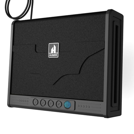 KAER Gun Safes for Pistols Quick-Access Pistol Safe Biometric Gun Safe for Handgun with Fingerprint Auto-open Pistol Safe Digital Keypad and Lock Firearm Safe for Home Car Beside Nightstand