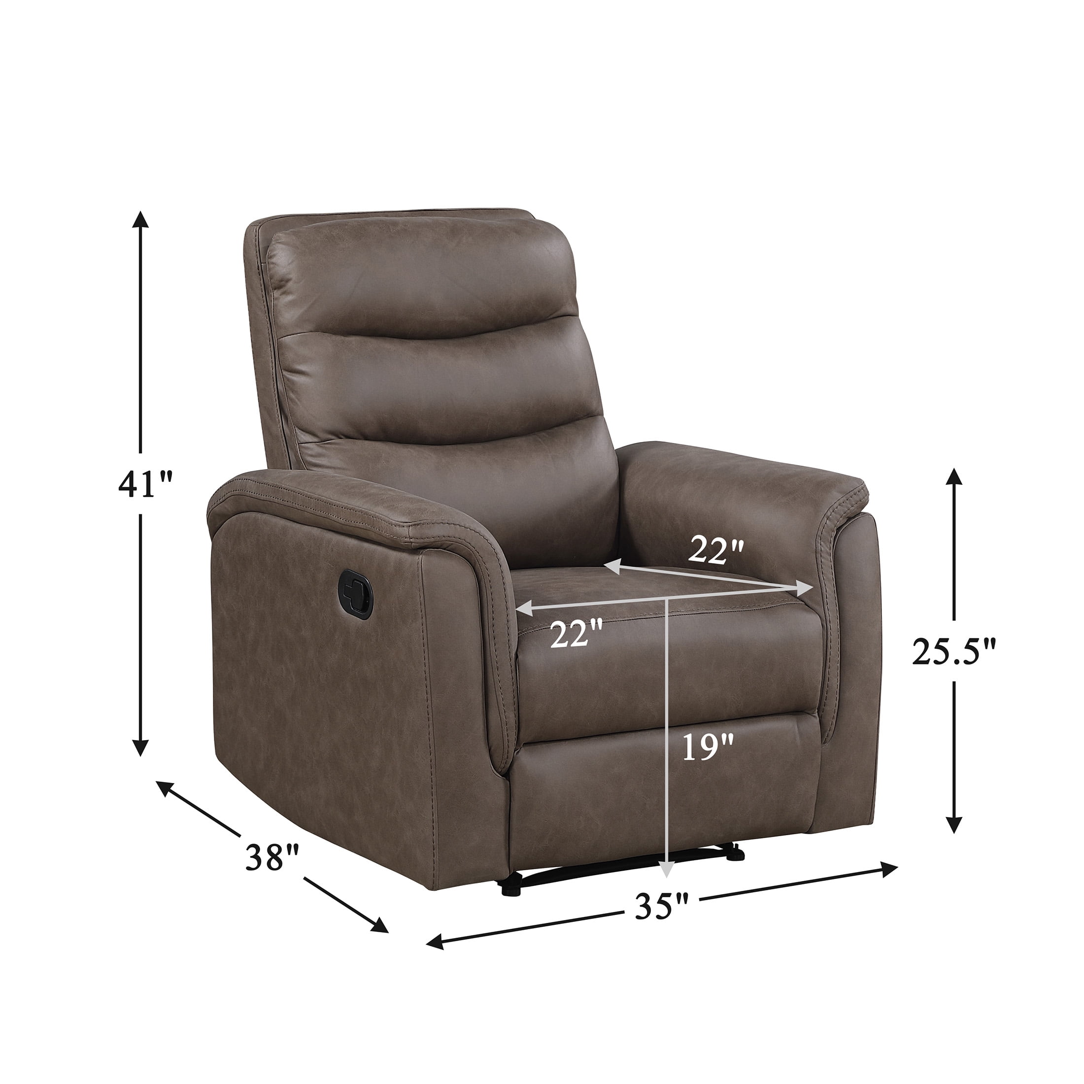 OakvillePark Solstice 38" Wide Microfiber Manual Wall Hugger Reclining Chair, Brown