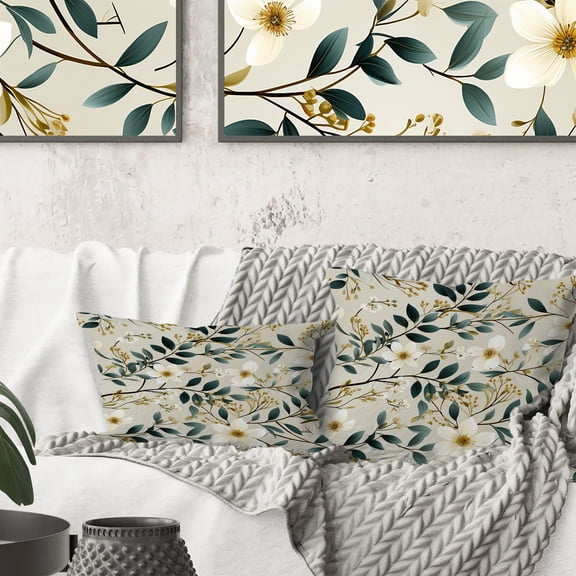 Designart "Elegant White Poppy Simplicity VII" Floral Printed Throw Pillow