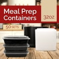 thumbnail image 2 of Reli. Contenedores de preparación de comidas (paquete de 50, 32 oz.) | Recipientes para alimentos de 1 compartimento con tapas | Apto para microondas, congelador y lavavajillas - Bento Box, 2 of 5