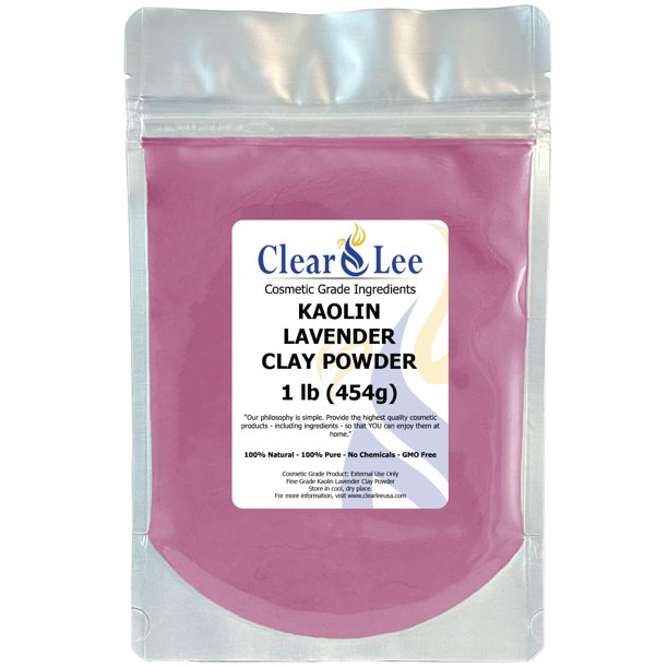 ClearLee Kaolin Lavanda Clay Polvo de grado cosmético – Polvo natural puro – Ideal para rejuvenecimiento desintoxicante de la piel y más – Curar la piel dañada – Mascarilla facial de arcilla DIY (1