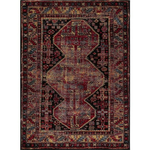 Concord Global 74633 2 ft. 7 in. x 5 ft. Diamond Antique - Black, Red