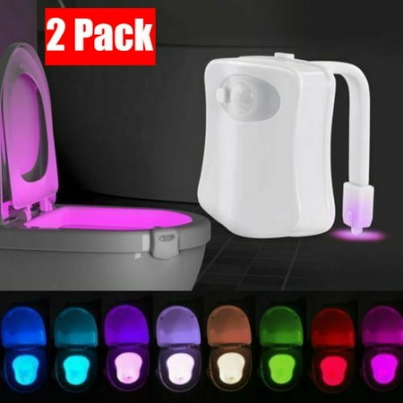 

2PACK Night Toilet Light LED Motion Activated Seat Sensor Bathroom 8 Color