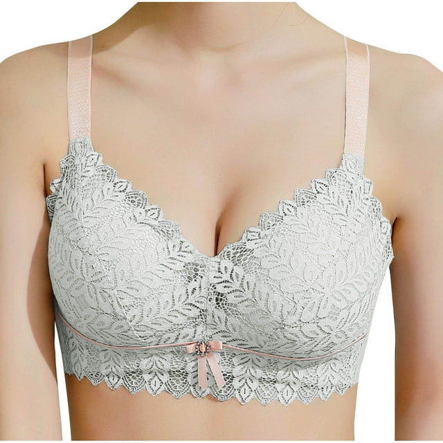 Women's Plus Size Wireless Bra with Adjustable Back Closure, Breathable Lace Thin Cup Seamless Full Coverage Comfort Support