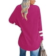 thumbnail image 3 of LUXUR T-shirt pour Femmes à Blocs de Couleur T-shirt à Manches Longues Tee Décontracté Hauts Col Rond Chandail Rose Rouge 2TG, 3 of 3