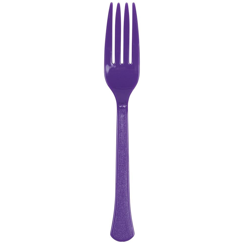 JAM Paper Premium Utensils Party Pack, Plastic Forks, Purple, 50 Disposable Forks/Pack