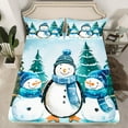 thumbnail image 2 of Manfei Kawaii Penguin Snowman Queen Sheet Sets,Wild Animal Flat Sheet,Blue White Queen Fitted Sheet For Teens,Ultra Soft Home Decor,4-Piece, 2 of 7