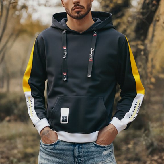 CONZONE Mens Casual Hoodies Long Sleeve Pullover Hoodie for Men Graphic Hooded Sweatshirts With Pocket