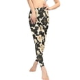 thumbnail image 2 of DISNIMO Flower Printed Yoga Leggings for Women High Waist, Yoga Pants Leggings with Tummy Control, Stretch Women's Workout Leggings for Yoga Gym, Beige and Black, L, 2 of 6