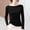 Black, variant on Women's Pleated Waist Cinched Long Sleeve T-Shirt Pullover Top with Round Neck Design