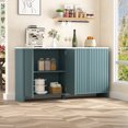 thumbnail image 2 of VEIKOUS 32"H Fluted Sideboard Cabinet w/ White Faux Marble Top Adjustable Shelves, 4-Door Buffet Cabinet for Kitchen, Bedroom, Living Room, Blue, 2 of 15