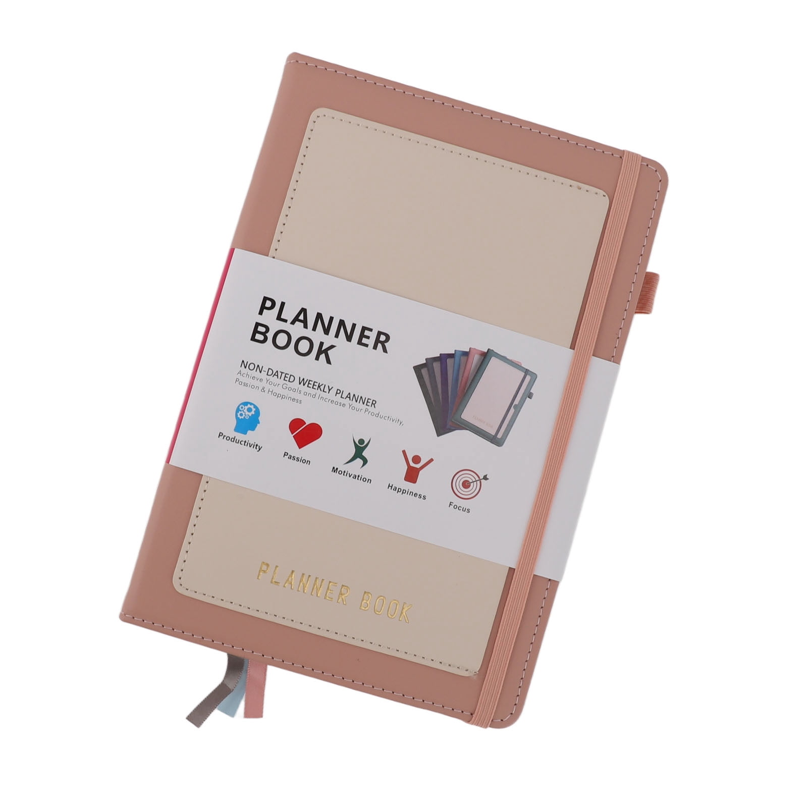 M Buder Premium A5 College Ruled Journal Notebook PU Leather Planner Diary Business Notepad with Foil Stickers Roseate Pink 8.66 x 6.69 inches