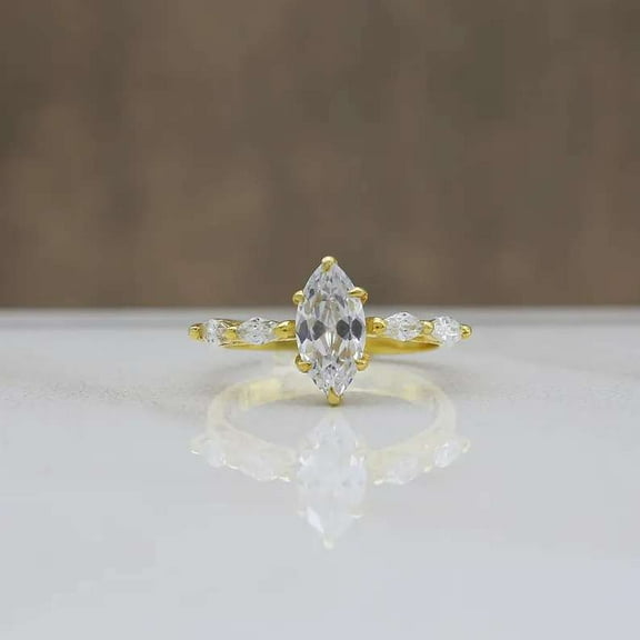 vylahjewellery 1.5 CT Marquise Diamond Ring 18K Gold Beautiful Anniversary Ring Special Birthday Gift for Her