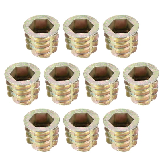 Threaded Insert Nuts Zinc Alloy Hex Socket M10 Internal Thread 15mm Length 10Pcs