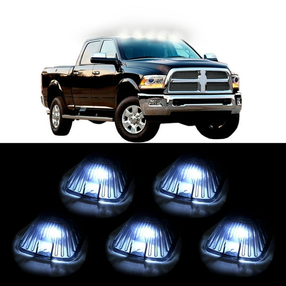 Scitoo 5Pcs Top Cab Roof WHITE LED Lights   Lens Marker Smoke Running Lamps Cover case Fits For 1988-2000 Chevy GMC 2500 3500 4500 5500 6500 Heavy Duty