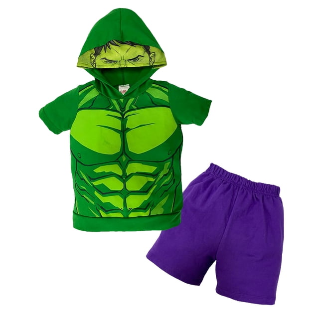 Conjunto Marvel Playera con Gorro Estampada Short Hulk Marvel Conjunto0558
