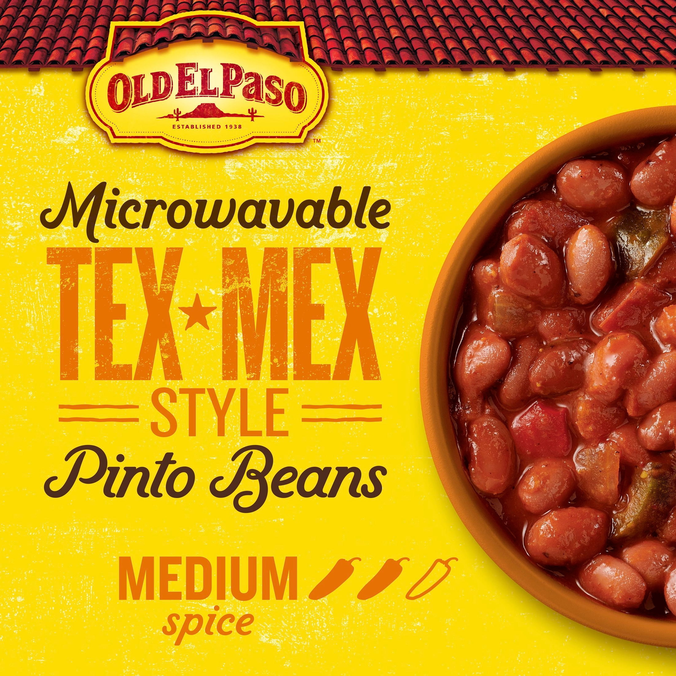 (8 pack) Old El Paso Pinto Beans, Tex-Mex Style, Microwavable Pouch, 8.8 oz