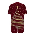 thumbnail image 4 of Zormilly Christmas Pajamas for Women Plus Size Short Sleeve Shirts Wide Leg Shorts Comfy Pajamas Set Printed, S-5XL, 4 of 5
