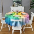 thumbnail image 2 of Colorful Tie Dye Stain Pattern Round Tablecloth 60"x60",Wrinkle Wipeable Table Cloth for Kitchen Dining Room Picnic Patio Party, 2 of 6
