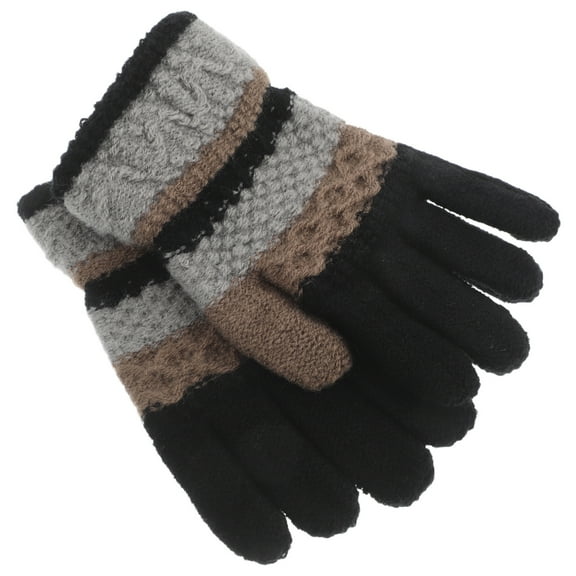 1 Pair Kids Warm Knit Gloves Cozy Thermal Winter Gloves with Adorable Stripe Design to Keep Little Hands Warm