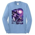 thumbnail image 2 of Wild Bobby, Fantasy Wolf Howling at The Full Moon Animal Lover Mens Long Sleeve Shirt, Light Blue, 2XL, 2 of 3