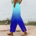 thumbnail image 2 of Hrsba Straight Leg Workout Pants,Lightweight Pants Women Solid Color Linen Loose Drawstring Straight Leg with Pockets Side Split Full Length Pants, 2 of 5