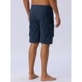 thumbnail image 3 of DARING DIVA Men's Solid Color Side Pockets Lining Summer Board Shorts 38 Navy Blue, 3 of 6