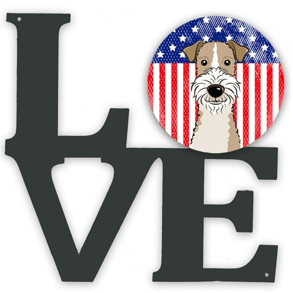 American Flag and Wire Haired Fox Terrier Metal Wall Artwork LOVE