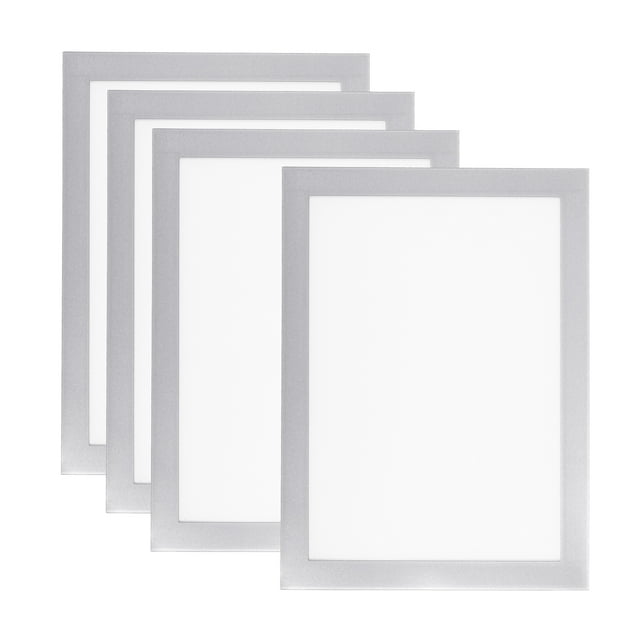 Marco de imagen magnético Uxcell de 6 x 8 pulgadas, paquete de 4, marco magnético A5, marcos de fotos autoadhesivos para refrigerador, plateado