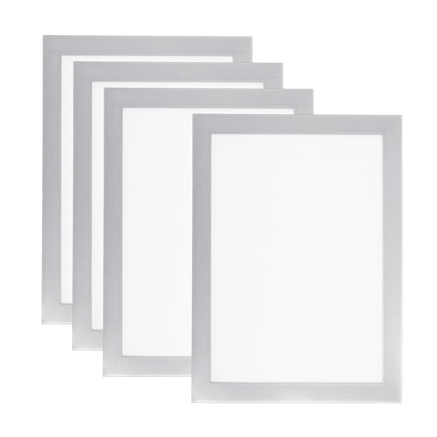 Marco de imagen magnético Uxcell de 6 x 8 pulgadas, paquete de 4, marco magnético A5, marcos de fotos autoadhesivos para refrigerador, plateado