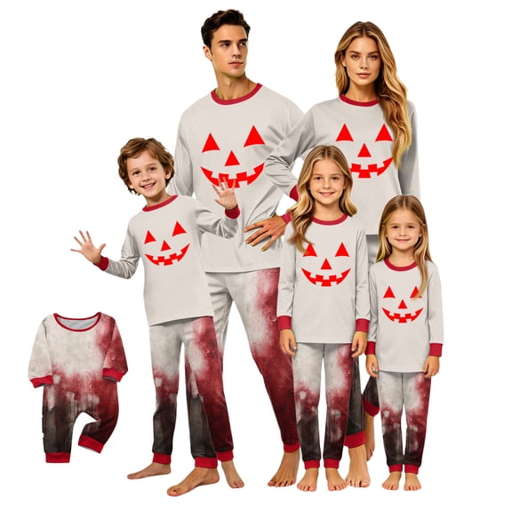 Racifhz Halloween Pajamas for Family Matching Loungewear Set Long Sleeve Top with Pants Cozy Sleepwear Set Holiday PJs Outfits Halloween Decorations for Cozy Family Night