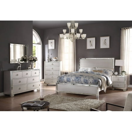 Stylish And Deluxe Queen Size Panel Bed, Silver - Walmart.com